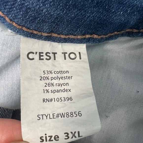 C'est Toi Distressed High Rise 5-Pocket Cut-Off Women's Denim Shorts Size 3XL - Picture 5 of 9